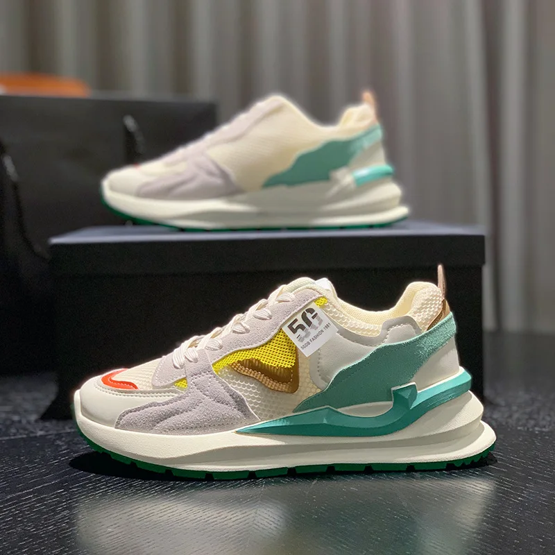 

1Women's Shoes Spring New Korean Version Sports Shoes Breathable Color Matching Forrest Shoes Student Mesh Casual Daddy Shoes