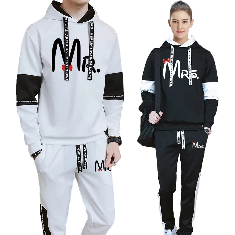 

2022 Spring Fall New Couple Hoodie Outfits Women Male Pullover + Sweatpants Classic 2PCS Daily Casual Sport Fashion Jogging Suit