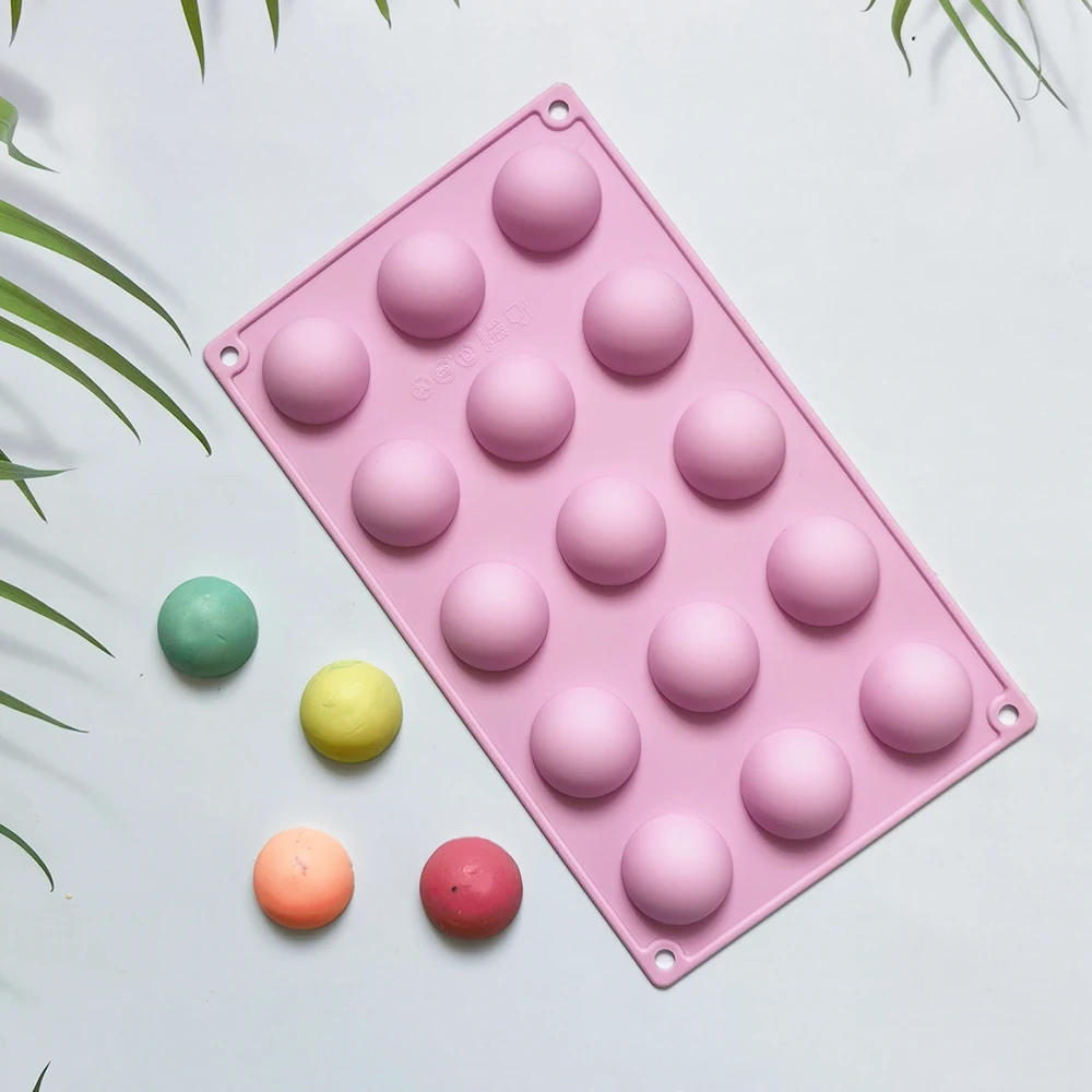 

15 Holes Semicircle Pudding Mold Hemisphere Silicone Chocolate Mould Jelly Dessert Cake Baking Decorative Tools