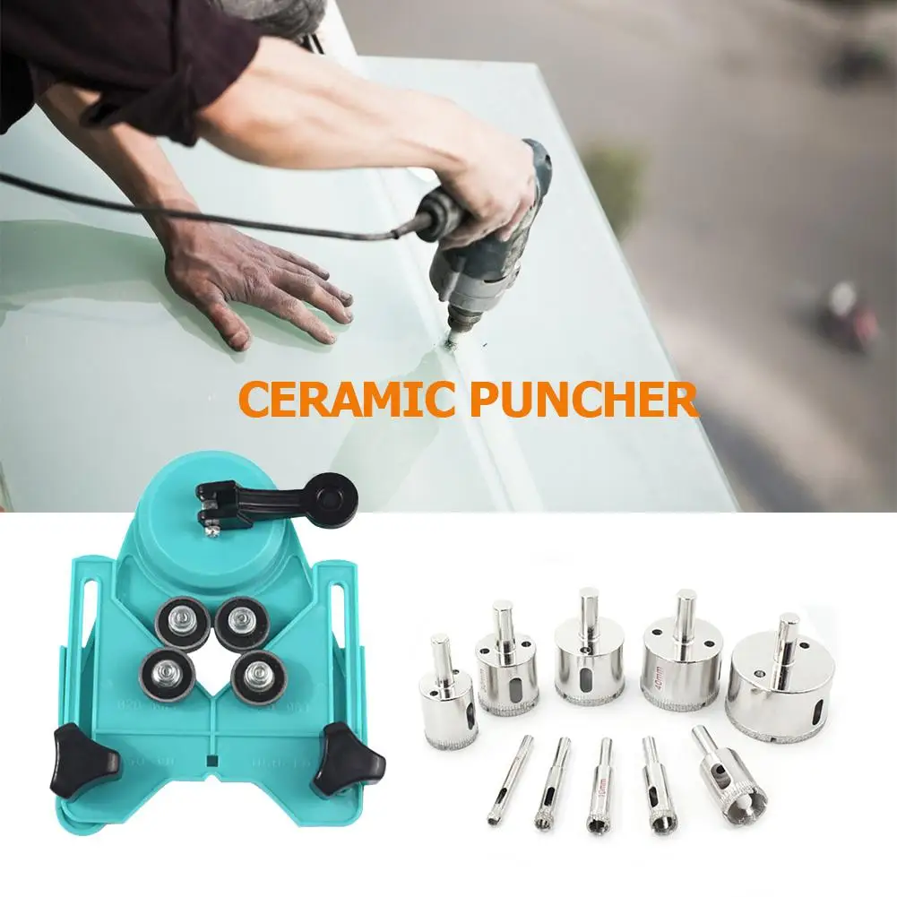 

Durable Drill Hole Saw Woodworking Metal Twist Drill Bits Ceramic Glass Emery Diamond Hole Opener with Tile Positioner