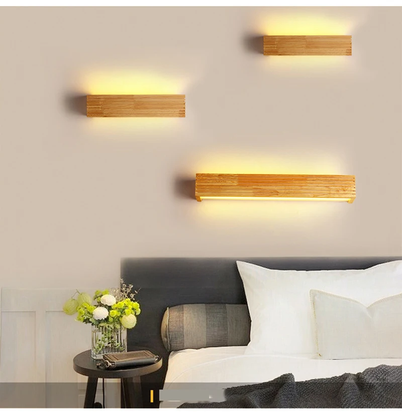

Indoor Wall light Wooden Home Decor Accessories Both sides Glow Bedroom lighting living Room lamp Sconce Lighting Fixtures
