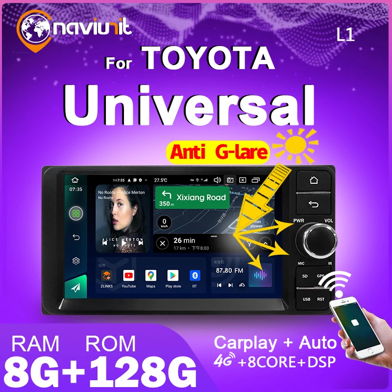 Универсальная Автомагнитола Naviunit 2 din Android 11 с экраном для TOYOTA RAV4 RAV 4 Camry Land Cruiser 100