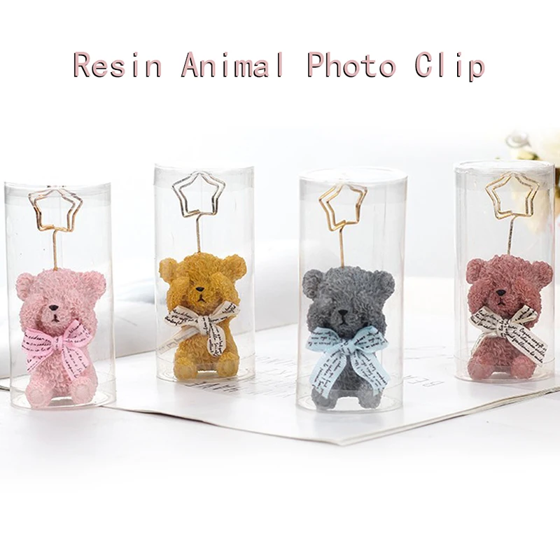 

1PC Creative Cartoon Resin Animal Ornament Desktop Message Folder Card Photo Photo Clip Note Holder Note Message Clip