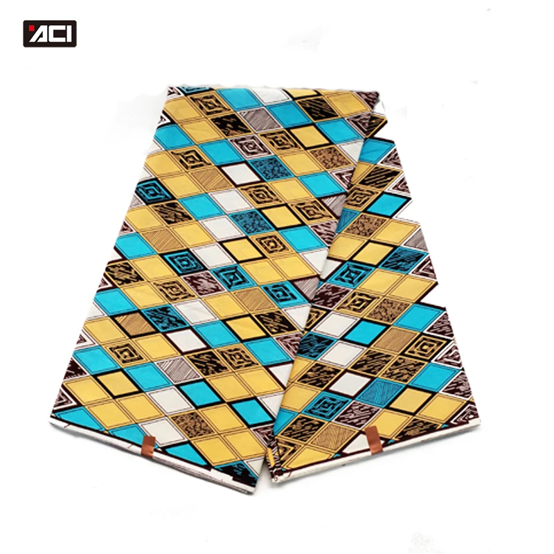 

ACI African Wax Ghana Kente Fabric Veritable Real Wax African Print Fabric Wholesale Nigeria Wax Batik Fabric 6 Yards/Piece