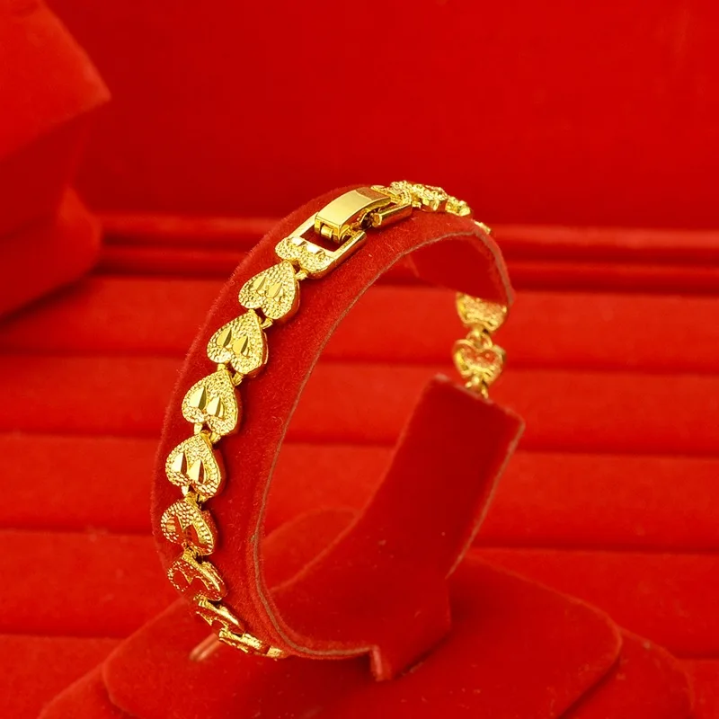 Золотистый браслет AU999 женский с надписью Love Женская цепочка для часов подвеской