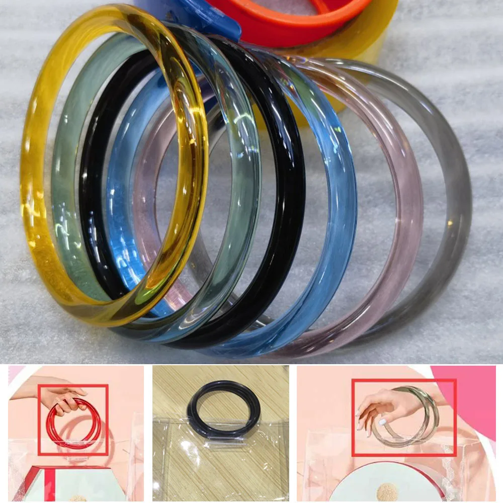 

O Shape Round Bamboo Wood Resin Bag Handle For Handcrafted Handbag Purse Frame DIY Woven Bag Accessories Fashion Bag Handles