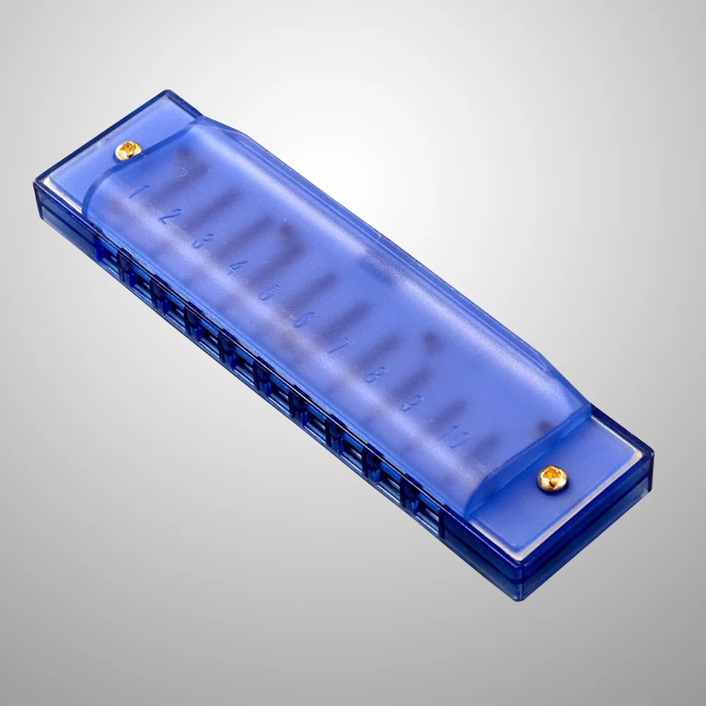 

10 Hole Plastic Harmonica Music Instrument Educational Music Toy for Beginner Students Kids (Blue)