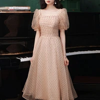 evening dress skirt female 2022 new ladies french dress wedding summer vintage dress casual square collar