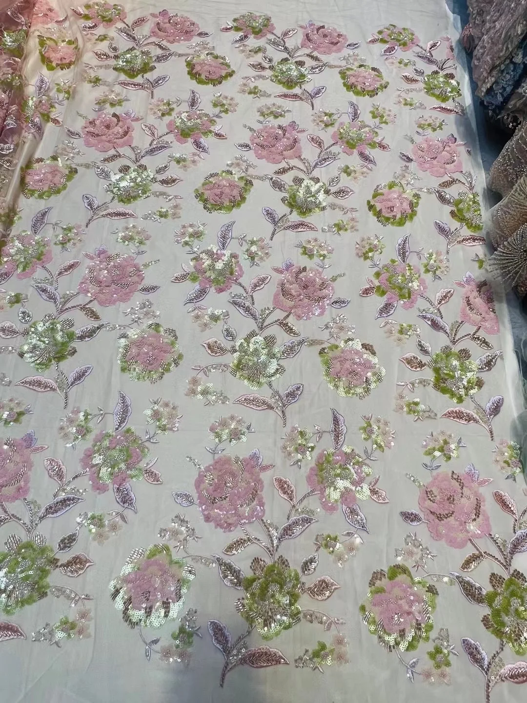 Высококачественная роскошная французская сетчатая кружевная ткань с бисером