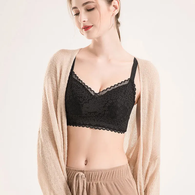 

Thin Bra Nipple Cover Silk Bra Mulberry Silk Underwear Breathable Women's Bra Without Underwire Sexy Lace Bra