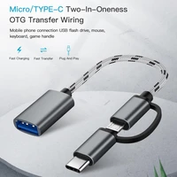 type c f cable otg otg adapter 2 in 1 adapter data nylon braid usb 3 0 micro usb type c sync for samsung xiaomi macbook usb micr