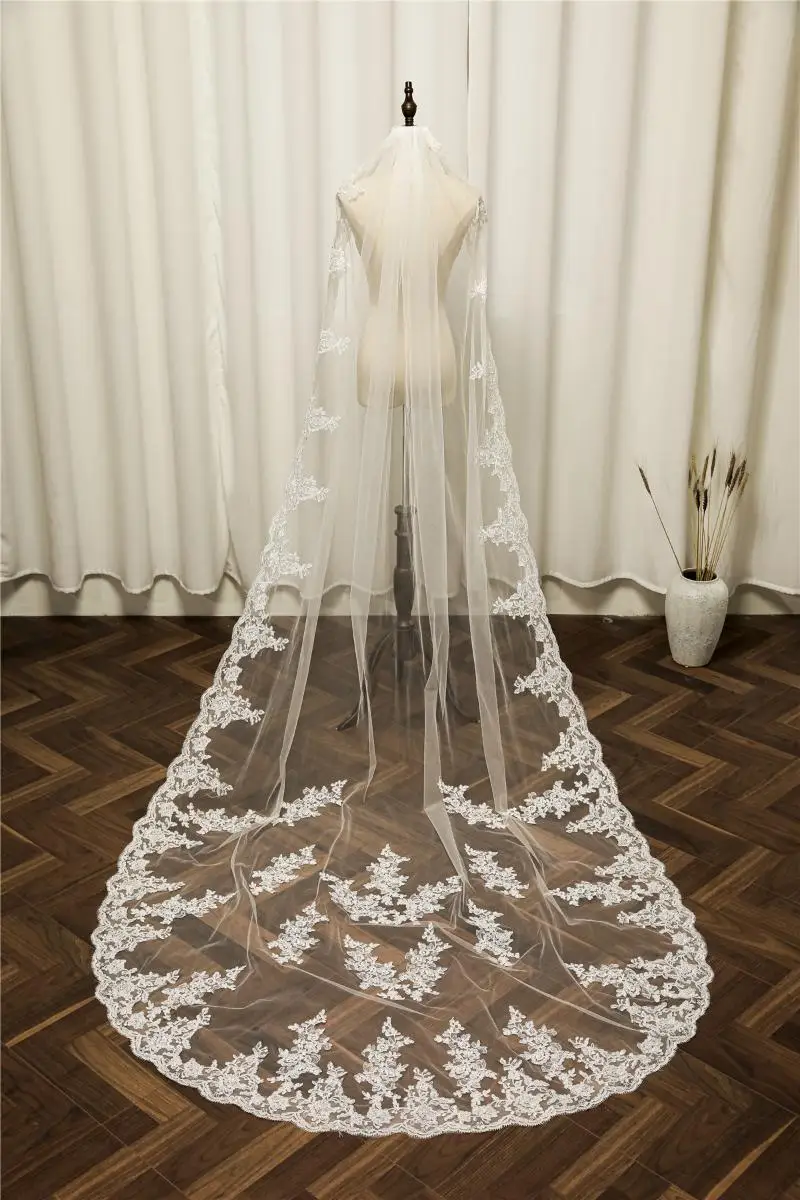 

Bridal Veils Fashion Wedding Veil 3*1.5 Meters 1 Layer Bride Headdress White Ivory With Comb Accessories De Novia Velo