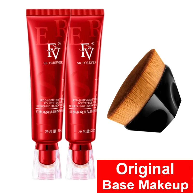 

2pcs FV Concealer Cream Foundation With Brush Original Maquillaj Red Ginseng Herbal Care Face Base Makeup Liquid Blemish Cover