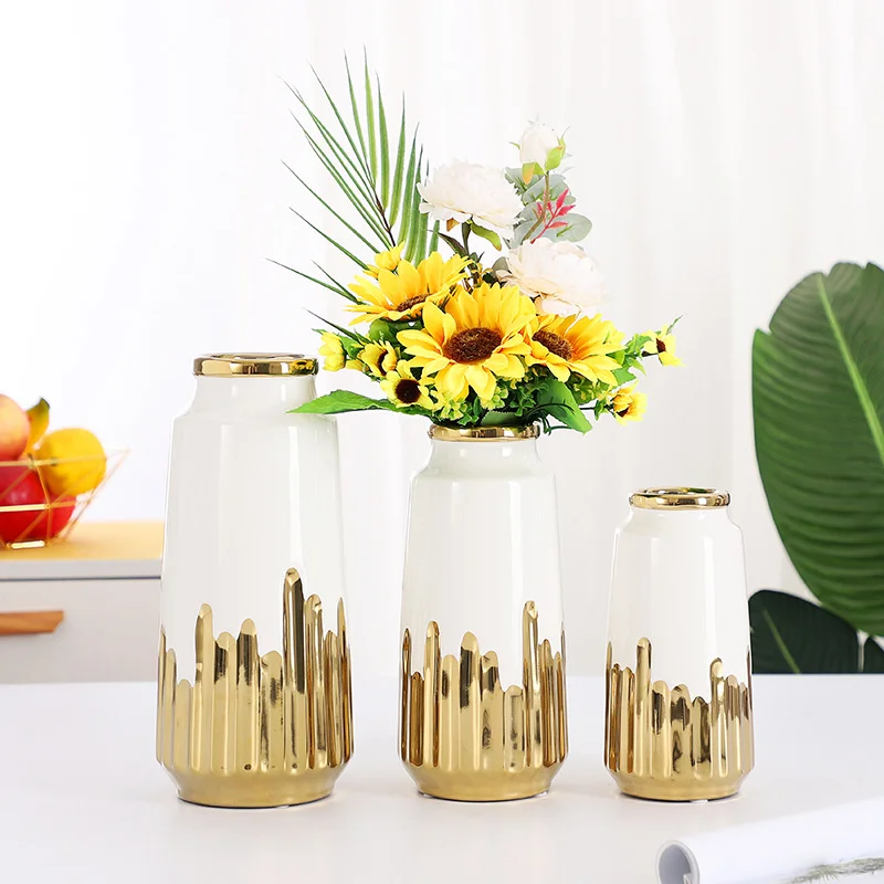 

Nordic vase ceramic white electroplating living room decoration simple creative model home decoration crafts