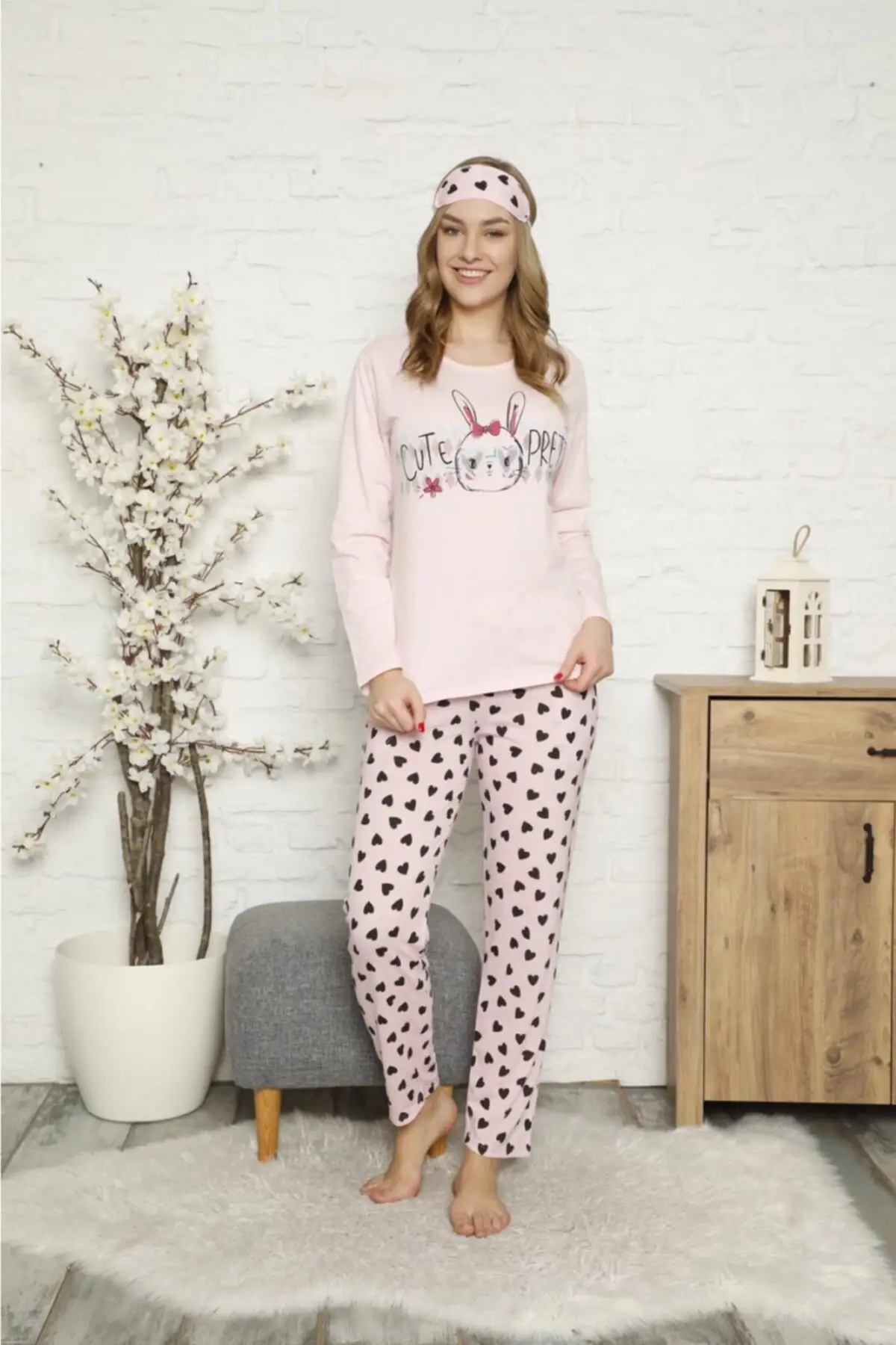 

Women's Pajamas Pink Seasonal Cotton -2534 Sleep Lounge Pajamas Nightwear Nightwear Nightwear Casual Home Clothing