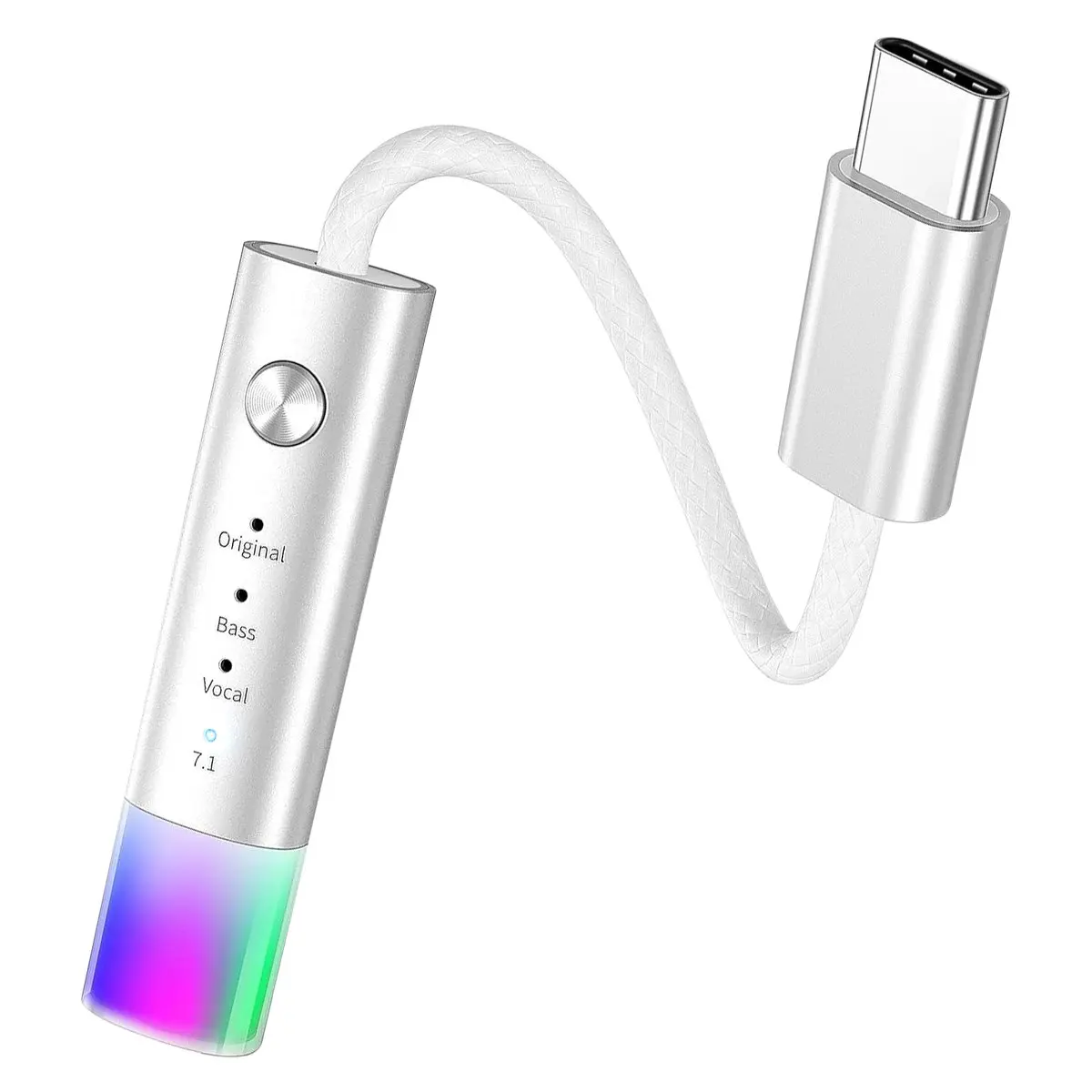 Фото Усилитель для наушников USB C на 3,5 мм, Hi-Fi ЦАП, аудиоадаптер с басовым вокалом 7,1, ключ объемного звука для iPhone 17/16/15 Android №1