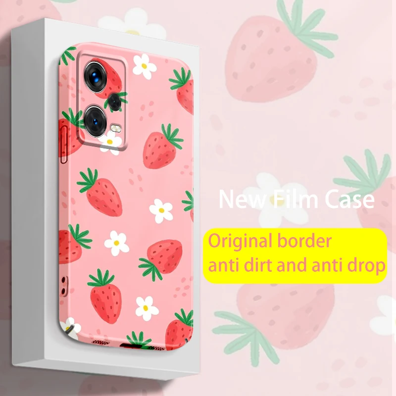

Fruit Strawberry Cute For Redmi Note 12 11 11T 10 10S Pro Plus 5G K60 K50 K40 K30 9A Feilin Film Phone Case Hard Cover