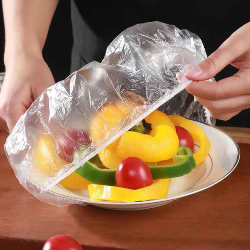 

Reusable Food Storage Cover Disposable Elastic Fresh Food Covers Stretch Wrap Bowl Dish Food Cover Fresh Keeping Bags Shower Cap