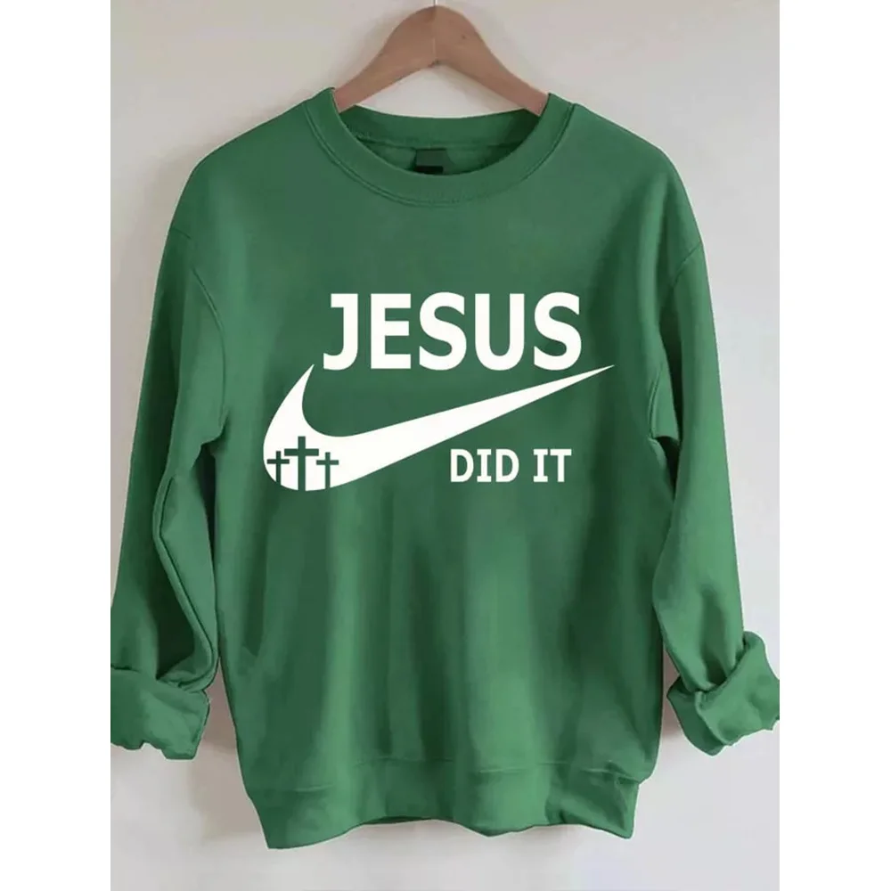 

Повседневные толстовки с принтом Иисуса сделал это, модные толстовки, пуловер с круглым вырезом и длинным рукавом, уличная одежда, винтажны...