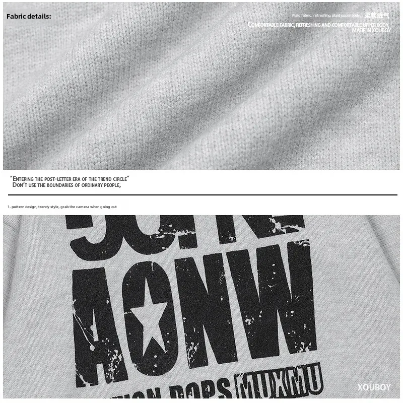 Американский винтажный свитер с буквенным принтом унисекс повседневный вязаный