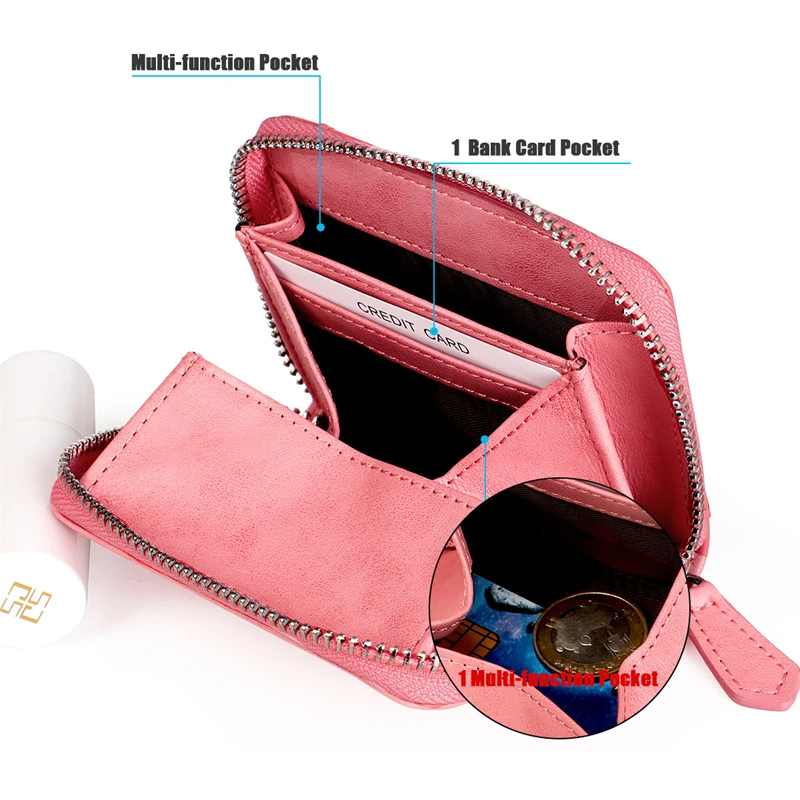 

Japanese Style Coin Purse Leather R-fid Anti-theft Brush Men and Women Zipper Coin Storage Classification Coin Purse