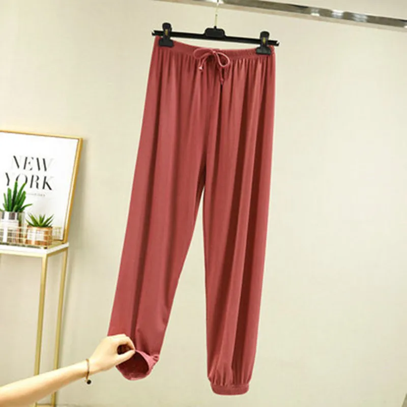 Summer Drawstring Homepants Women Long Pants Loose Size Home Pajamas Sexy Casual Solid Color Pant Fashion Sleepwear