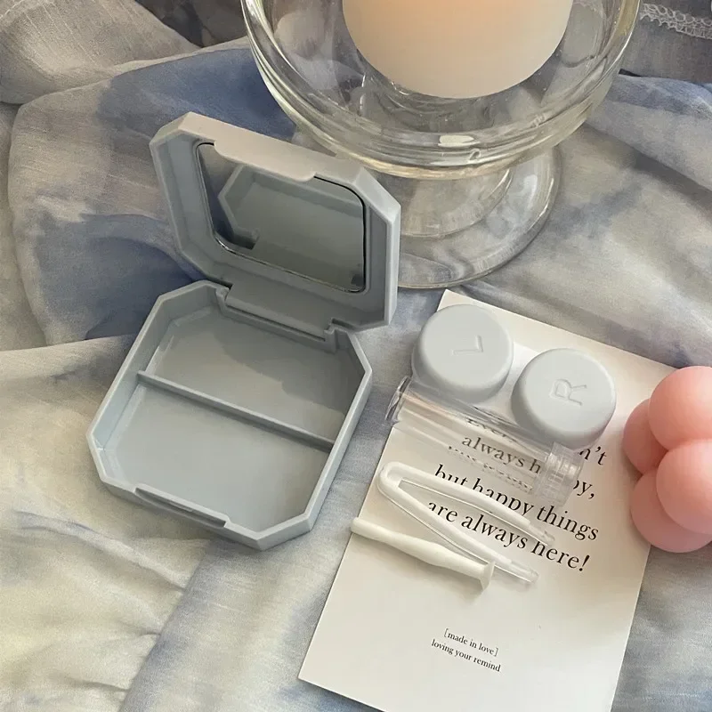 Женский Цветной Квадратный Контейнер для контактных линз с зеркалом удобный