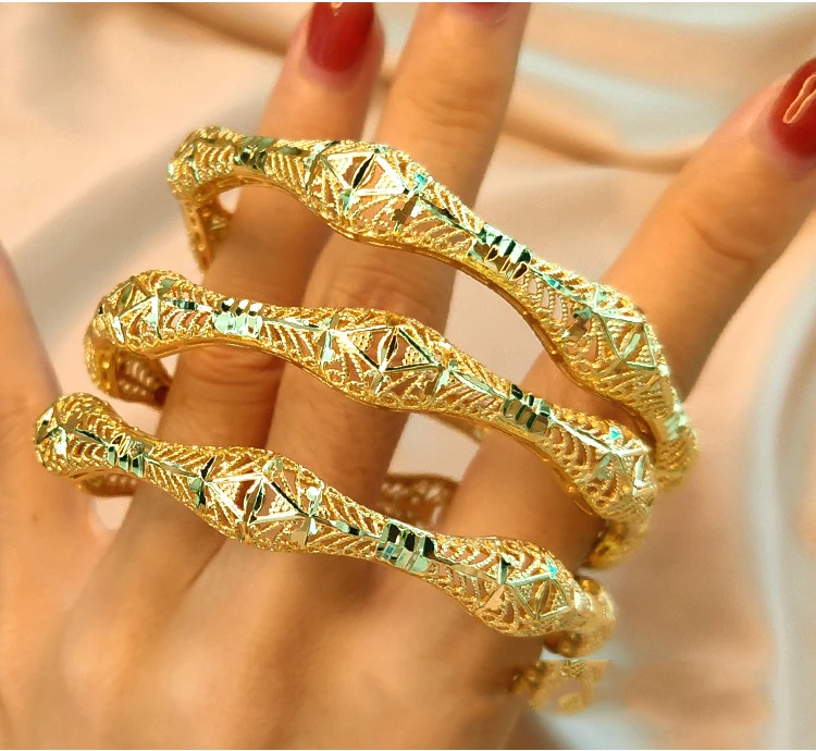 

Arabian Jewelry Gold Charm Bracelet 24K Gold Bracelet for Women Dubai Brides Wedding Jewelry Luxury High Quality Lasting Color