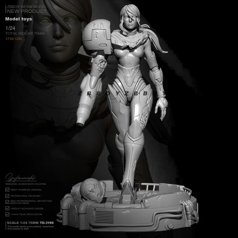 

1/24 Star Defender Resin Figure Toy Female Soldier TD-3199