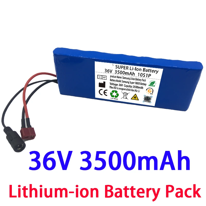

36V 3500mAh Battery 10S1P 42V Charger 3.5Ah 18650 Lithium Ion Battery Pack Ebike Electric Car Bicycle Scooter 20A BMS 350W 500W