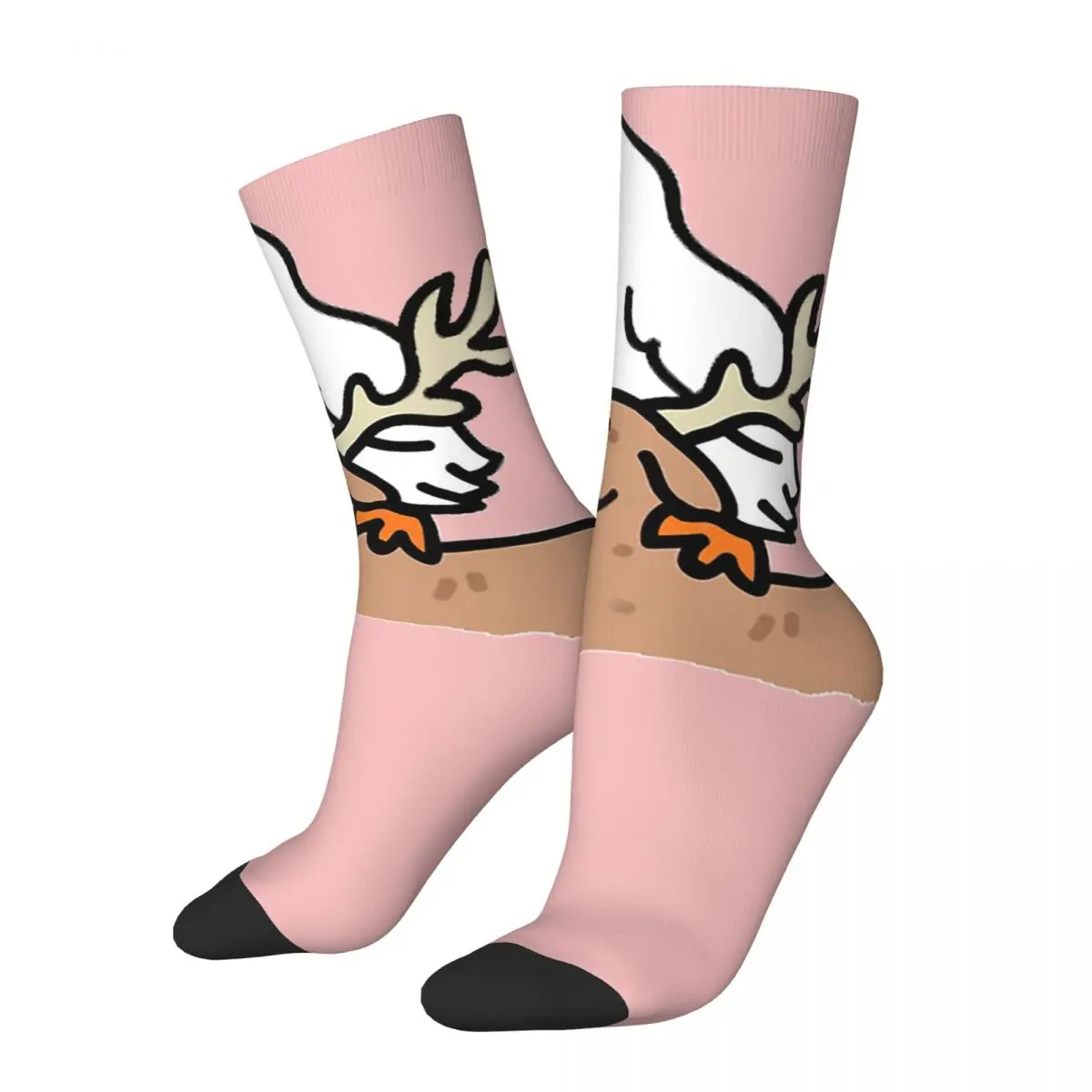 

Hip Hop Vintage Goose On A Moose Crazy Men's compression Socks Unisex Goose Harajuku Seamless Printed Funny Novelty Crew Sock