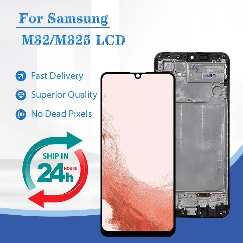 

6.4 Inch M32 4G Display For Samsung Galaxy M32 LCD Touch Panel Screen Digitizer M325F Assembly With Frame With Tools Brand New