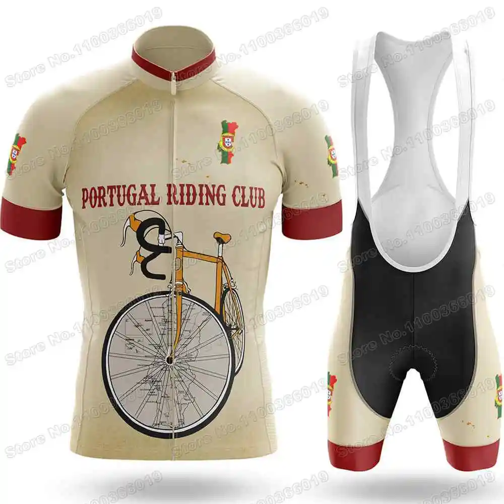 Винтажный комплект из футболки и шортов для езды в Португалии 2022 |
