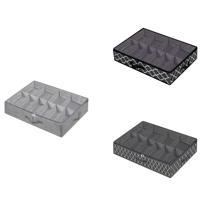 Ящик для хранения обуви под кроватью органайзер складная коробка 12 пар черный (A)