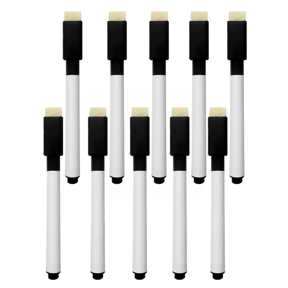 

10pcs/set Black School Classroom Whiteboard Pen Dry Markers White Built Supplies In Pen Board Drawing Children's Eraser Stu V9t5