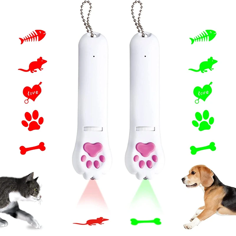

Interactive Cat Toy LED Light Pointer USB Rechargeable Cat Catch Toys with 5 Patterns Cat Moss Paw Style Cat Chase Toys