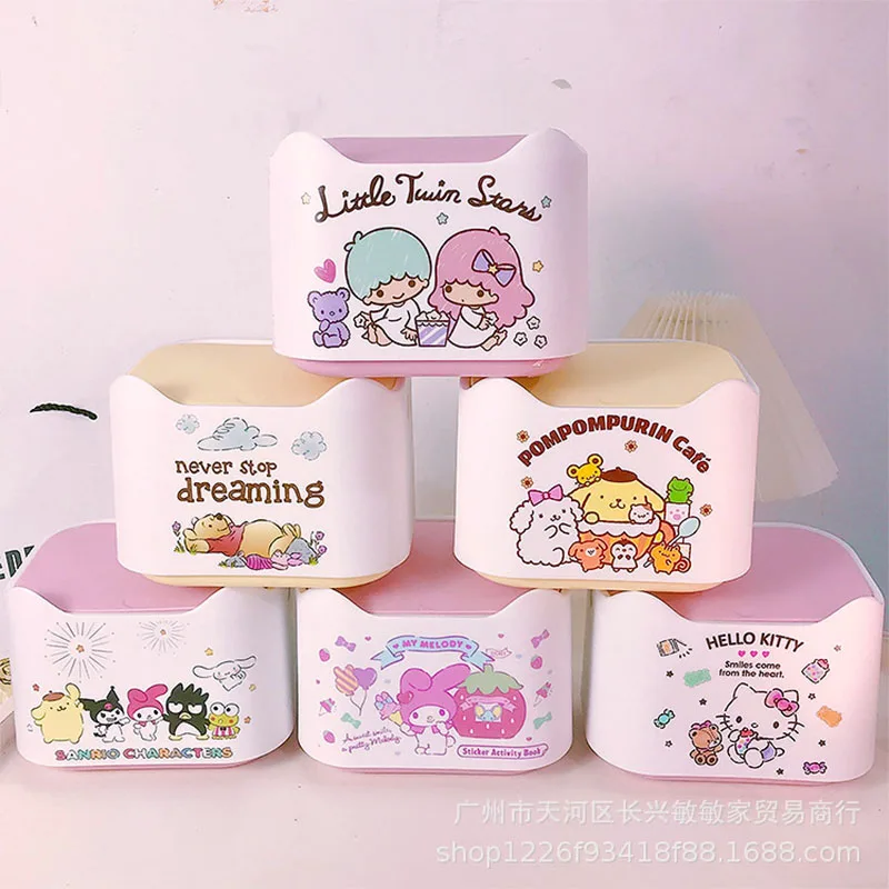 

Kawaii Sanriod аниме Мелодия Cinnamoroll настольная корзина для мусора органайзер для дома автомобиля коробка для хранения аксессуары с крышкой корзин...