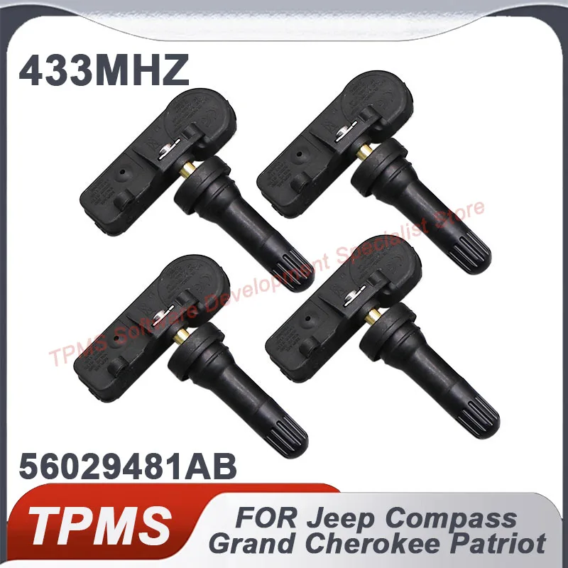 

4 шт., 433 МГц, датчик TPMS, датчик давления в шинах для Jeep Compass 2006-2017 Grand Cherokee 2004-2010 Patriot 2014-2017 56029481 АБ