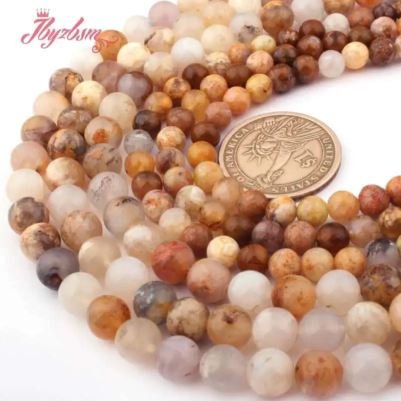 

Бусины из натурального агата и желтого золота, 6/8 мм