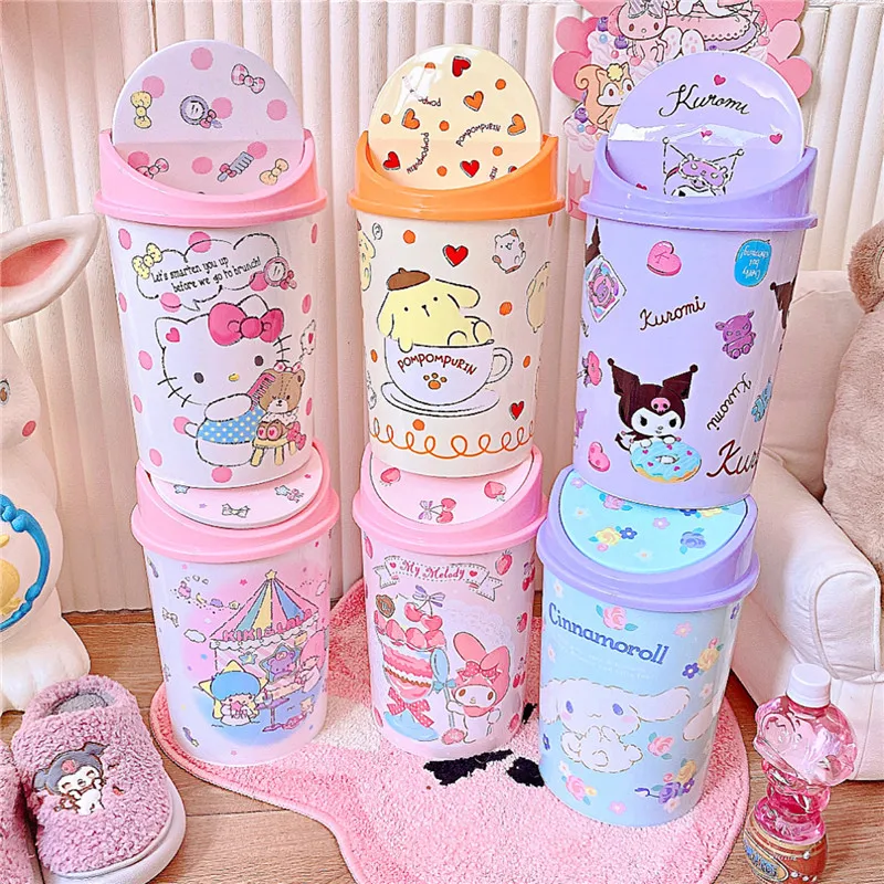 Kawaii Мультфильм Аниме Sanrios мусорная корзина рабочего стола портативная