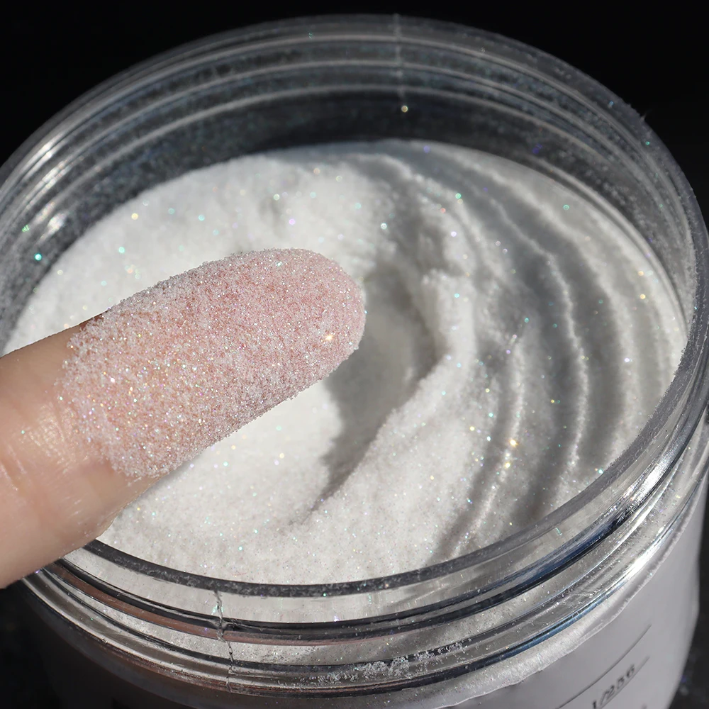 0.1mm White Glitter Powder For Nail Art 1/256 Utral-fine Powder Dust,Shiny Mirage Manicure DIY 50G/Bag DrEaM RaInBoW Nail Powder