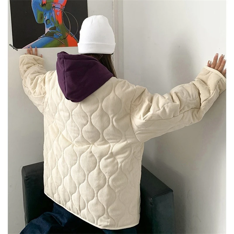 Vintage Women Oversized Cotton Coat Basic Brown Beige Pocket Parkas 2022 Winter Fashion Casual Outerwear Warm Coats Streetwear