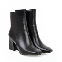 women boots plus size 44 45 46 autumn winter ladies short booties 7cm high heels square heel martin shoes pumps patent leather