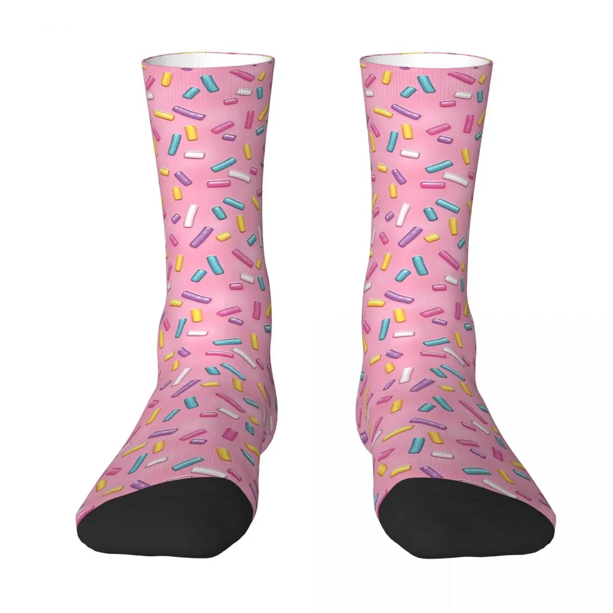 

Sweet Sweet Pink Donut Sprinkles Sock Socks Men Women Polyester Stockings Customizable Hip Hop