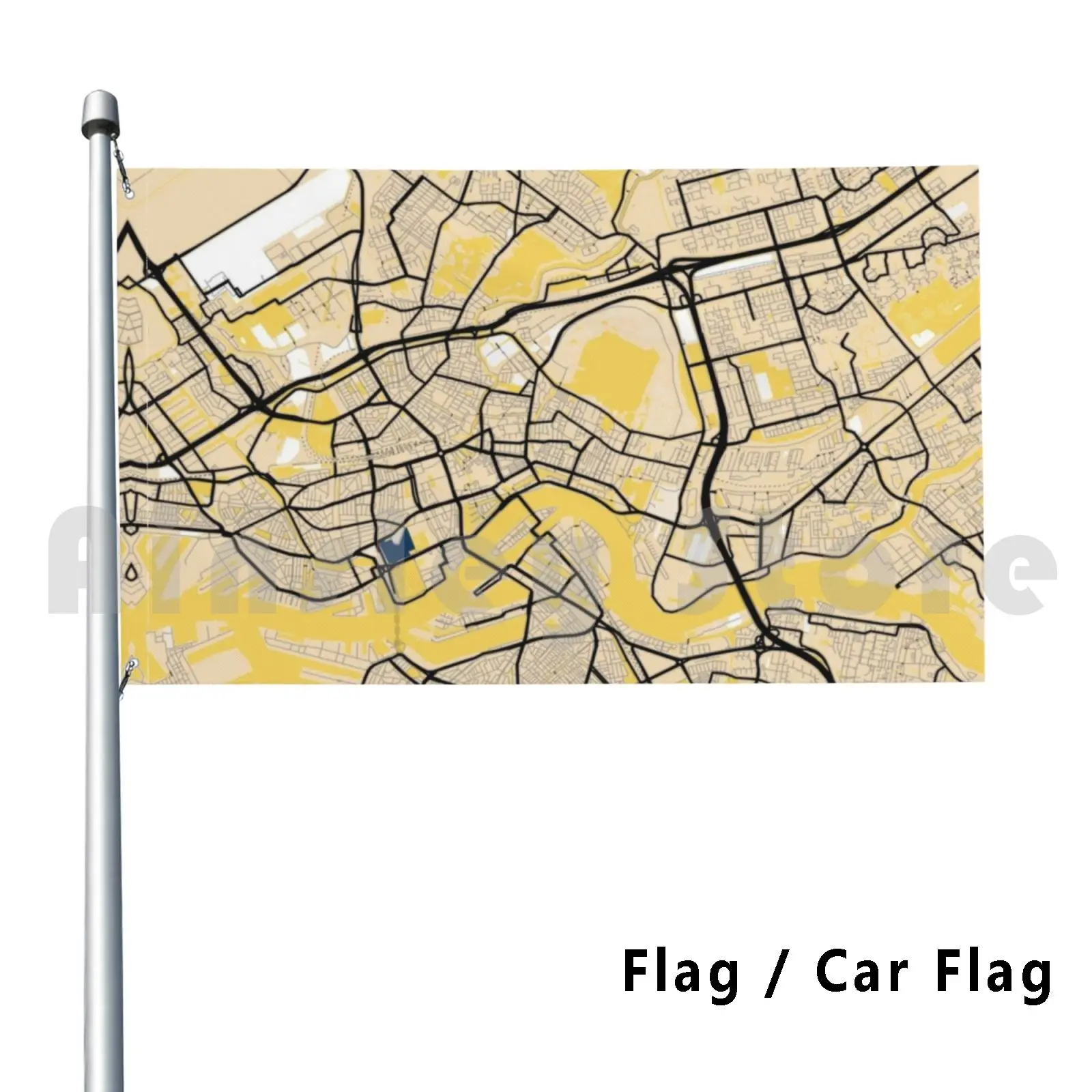 Карта с желтым принтом Роттердам цветная карта принты уличный декор флаг
