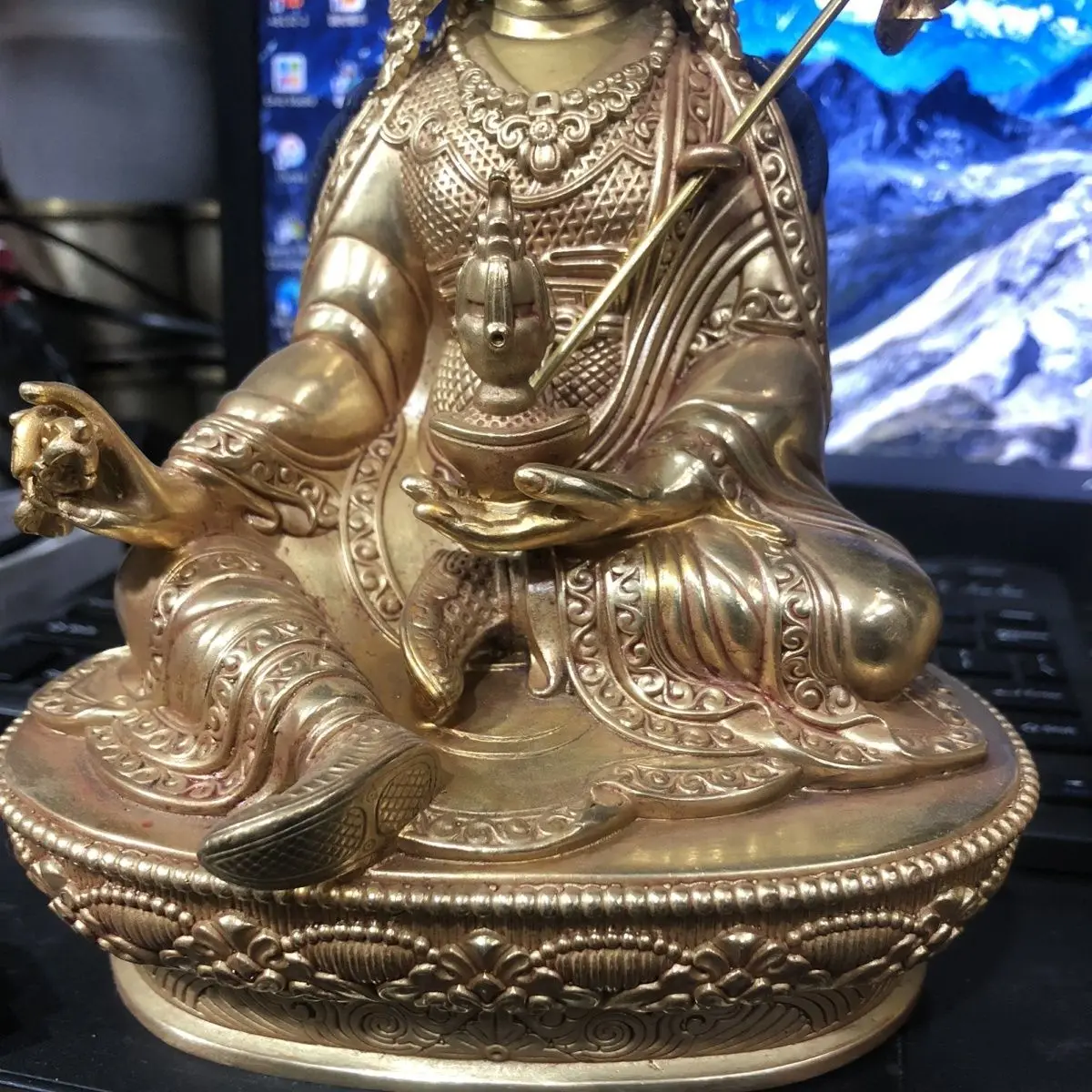 Статуэтка Гуру Ринпоче Будды из чистой меди 7 дюймов тибетская буддийская Seiko
