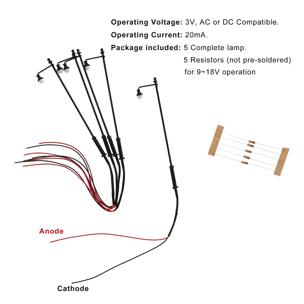 Новый Post Street 1:87 3 54 \\\\\\\&quot 5 шт. светодиодные лампы железнодорожные масштабы поезд