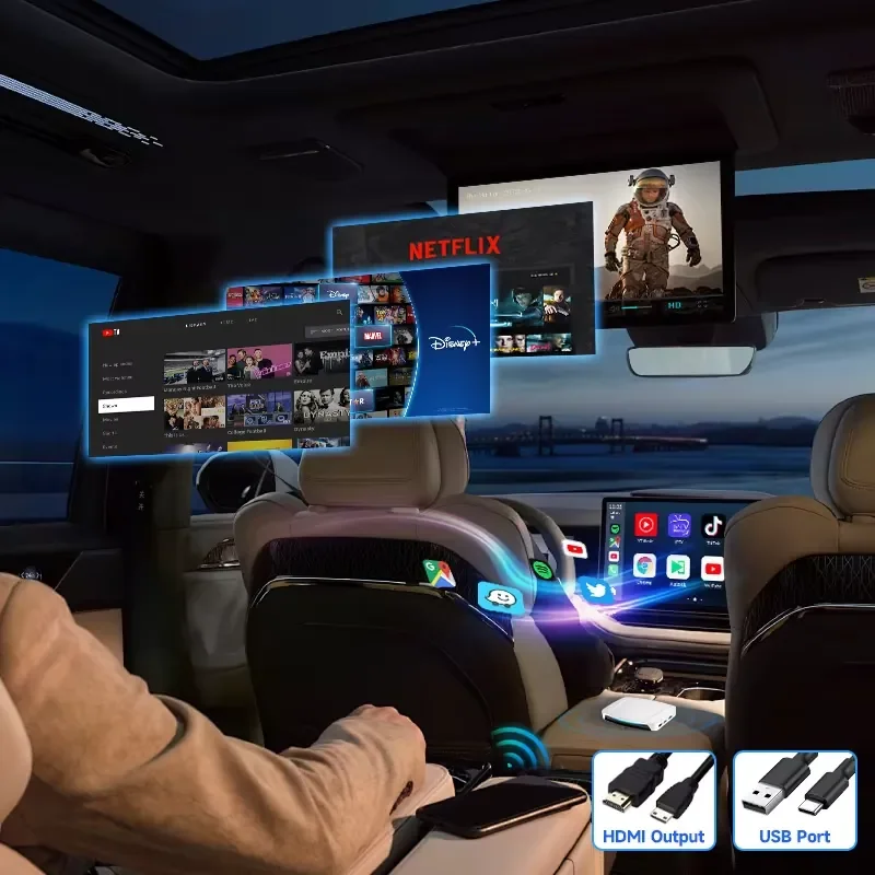 Фото SM6225 Tbox Беспроводной CarPlay 8G 128Gb AI Box Универсальный Android 13 Автомобильный мини-адаптер CarPlay для автомобиля №5