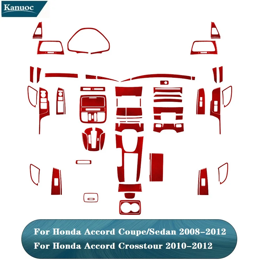 

Красные наклейки из углеродного волокна для Honda Accord Coupe/Sedan 2008-2012 и Accord Crosstour 2010-2012, аксессуары для интерьера автомобиля