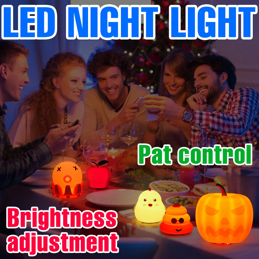 

Led Pumpkin Night Light Bedside Lamp Christmas Gift Atmosphere Light Led Bedroom Decoration Night Light Portable Bedside Lamp